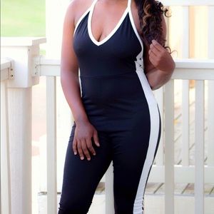 Black striped jumpsuit